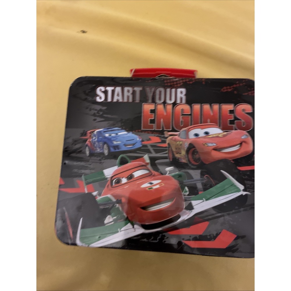 Disney Pixar CARS Start Your Engines Tin Metal Lunch Box MCQUEEN FRANCESCO RAOUL